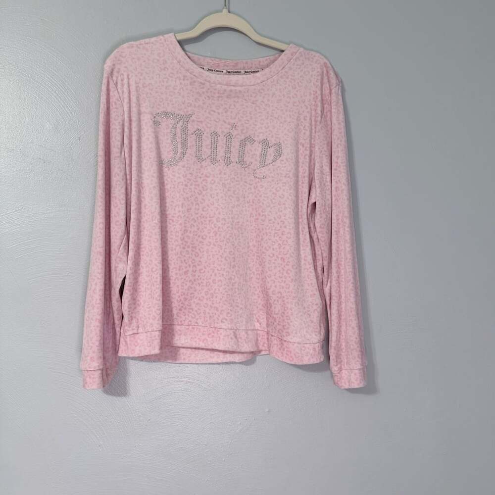 Juicy Couture Pink Leopard Rhinestone Studded Sleepwear Top XL
